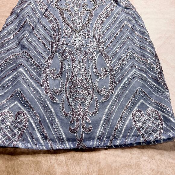 Ellie Wilde Mon Cheri Sleeveless Tulle Glitter Sheath Dress Beaded Homecoming - Picture 6 of 7